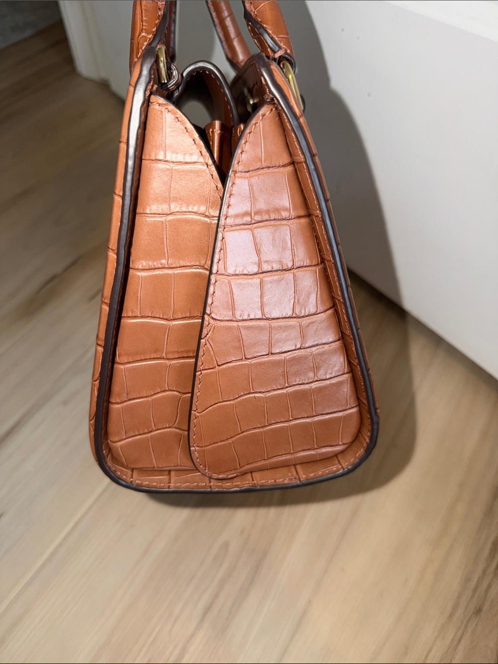 Michael Kors Zoe Medium Croc-Embossed Satchel - Picture 6 of 8